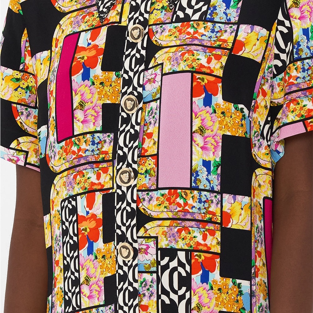 Camilla Black Patchwork Mini dress Button Front M… - image 6